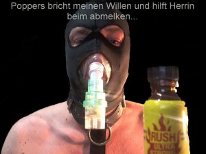 real blackmail Mistress forces slave to take poppers gimp mask